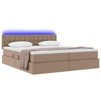 Bett mit Stauraum und LED Cappuccino 180 x 200 cm Kunstleder