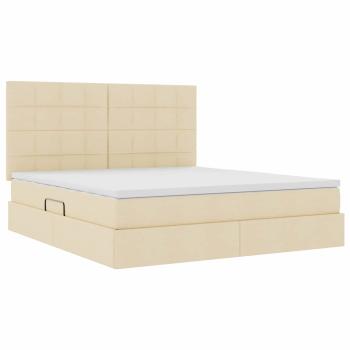 Aufbewahrungsbett mit Matratze Creme 160 x 200 cm Stoff