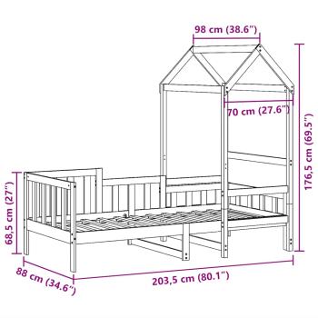 Tagesbett mit Dach 80x200 cm Massivholz Kiefer