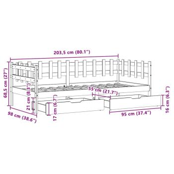 ARDEBO.de - Tagesbett mit Schubladen Weiß 90x200 cm Kiefernholz
