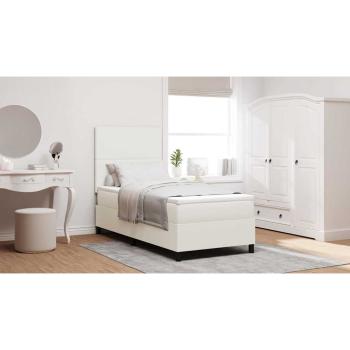 LED Boxspringbett Creme und Weiß 80 x 200 cm Cordstoff
