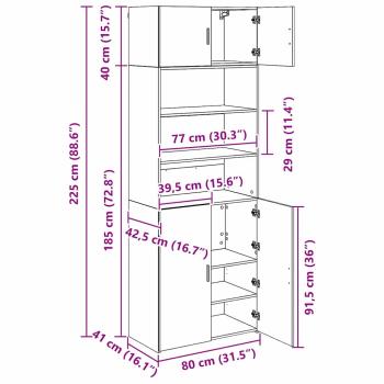 Aufbewahrungsschrank Altholz 80 x 42,5 x 225 cm Holzwerkstoff