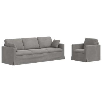 ARDEBO.de - Sofa 2 pcs Hellgrau 228 x 78 x 80 cm Samt
