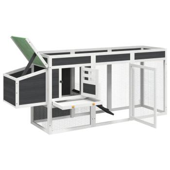 Hühnerstall Grau 204x50x84 cm Massivholz Kiefer