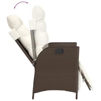 3-tlg. Bistro-Set mit Kissen Braun Poly Rattan