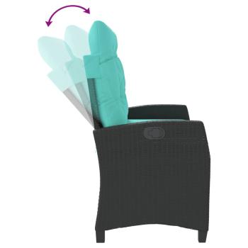 ARDEBO.de - Gartenbank Verstellbar mit Kissen Schwarz Poly Rattan