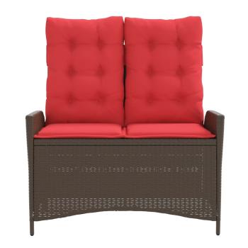 Gartenbank Verstellbar mit Kissen Braun Poly Rattan