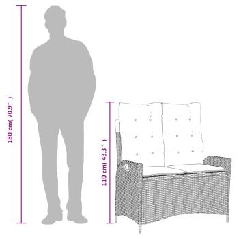 Gartenbank Verstellbar mit Kissen Braun Poly Rattan