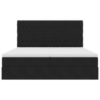 Aufbewahrungsbett mit Matratze Schwarz 200 x 200 cm Samt