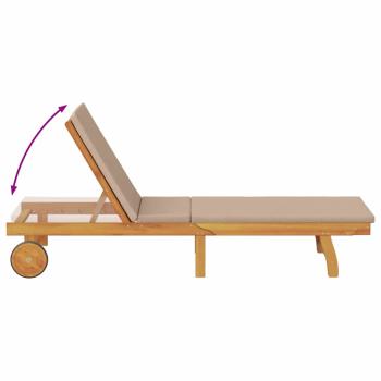 ARDEBO.de - Sonnenliege mit Kissen Taupe Massivholz Akazie