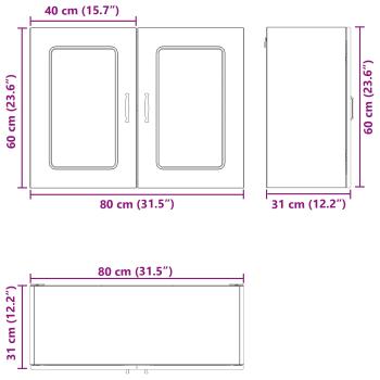 Küchenschrank Kalmar Schwarz Eichen-Optik 80 x 31 x 60 cm