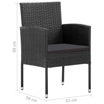 ARDEBO.de - Gartenstühle mit Kissen in Schwarz 2 Stk. Schwarz Poly Rattan
