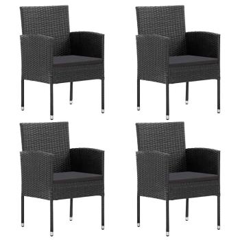 ARDEBO.de - Gartenstühle mit Kissen in Schwarz 4 Stk. Schwarz Polyrattan