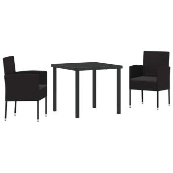 Garten Essgruppe mit Kissen 3 pcs Schwarz Poly-Rattan