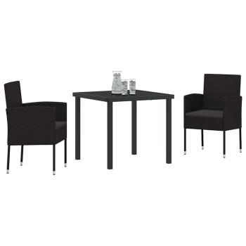 Garten Essgruppe mit Kissen 3 pcs Schwarz Poly-Rattan