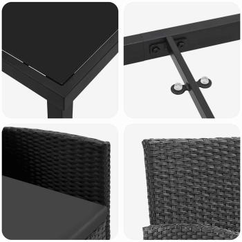 Garten Essgruppe mit Kissen 3 pcs Schwarz Poly-Rattan