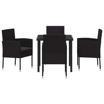 Garten Essgruppe mit Kissen 5 pcs Schwarz Poly-Rattan