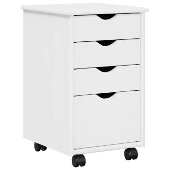 Rollschrank Mit Rad Weiß 34 x 39 x 56 cm Massives Kiefernholz
