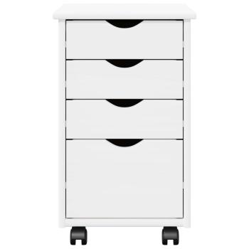 Rollschrank Mit Rad Weiß 34 x 39 x 56 cm Massives Kiefernholz