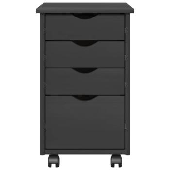 Rollschrank Mit Rad Grau 34 x 39 x 56 cm Massives Kiefernholz