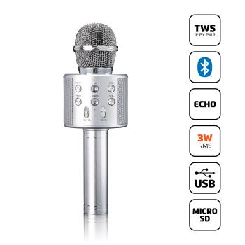 ARDEBO.de - Karaoke-Mikrofon mit Bluetooth-Lautsprecher, USB- und Micro SD-Player