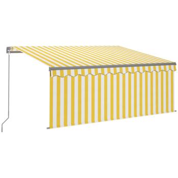 Markise Manuell Einziehbar mit Rollo 3x2,5 m Gelb & Weiß