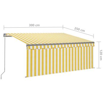 Markise Manuell Einziehbar mit Rollo 3x2,5 m Gelb & Weiß