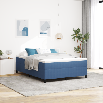 Boxspringbett Blau und Weiß 160 x 200 cm Cordstoff