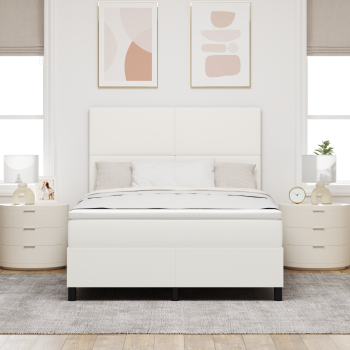 Boxspringbett Creme und Weiß 160 x 200 cm Cordstoff