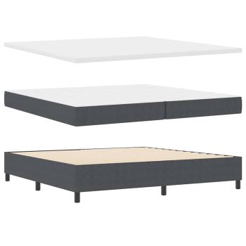 Boxspringbett Dunkelgrau und Weiß 200 x 200 cm Cordstoff