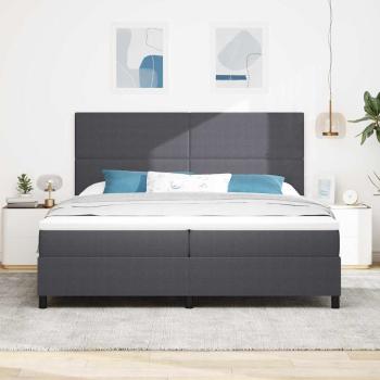 Boxspringbett Dunkelgrau und Weiß 200 x 200 cm Cordstoff