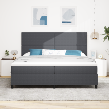 Boxspringbett Dunkelgrau und Weiß 200 x 200 cm Cordstoff
