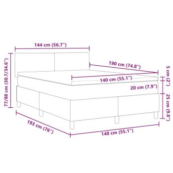 LED Boxspringbett Dunkelgrau und Weiß 140 x 190 cm Cordstoff