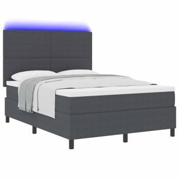 LED Boxspringbett Dunkelgrau und Weiß 160 x 200 cm Cordstoff