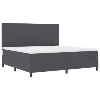 LED Boxspringbett Dunkelgrau und Weiß 200 x 200 cm Cordstoff