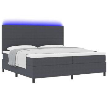LED Boxspringbett Dunkelgrau und Weiß 200 x 200 cm Cordstoff