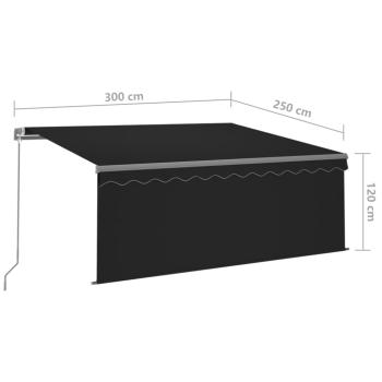 Markise Manuell Einziehbar mit Rollo 3x2,5 m Anthrazit