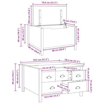 Couchtisch mit Schubladen HILL Honigbraun 79,5 x 79,5 x 49 cm