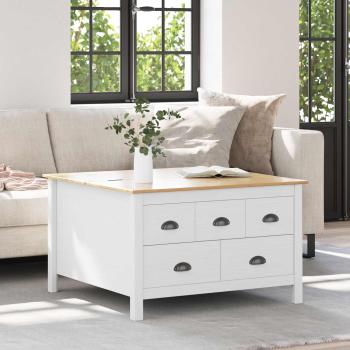 ARDEBO.de - Couchtisch HILL Weiß und Honigbraun 79,5 x 79,5 x 49 cm