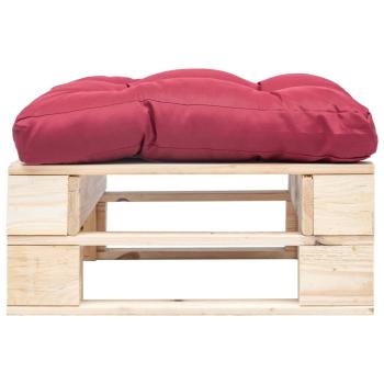 Garten-Palettenhocker mit Kissen in Rot Holz Natur