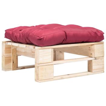 Garten-Palettenhocker mit Kissen in Rot Holz Natur