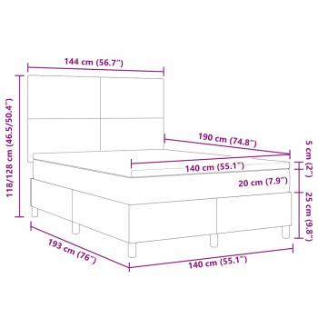 LED Boxspringbett Dunkelgrau und Weiß 140 x 190 cm Cordstoff