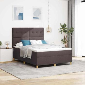 ARDEBO.de - LED Boxspringbett mit Kopfteil Dunkelbraun 160 x 200 cm Stoff