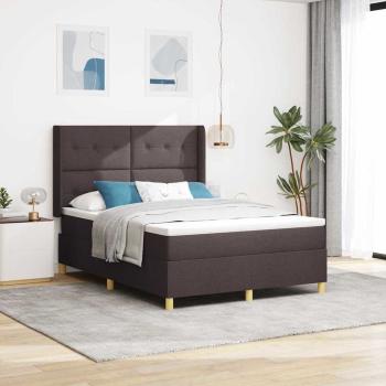 ARDEBO.de - Boxspringbett mit LED-Lichtleisten Braun 160 x 200 cm Stoff