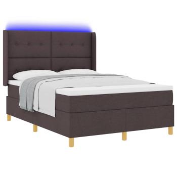 Boxspringbett mit LED-Lichtleisten Braun 160 x 200 cm Stoff