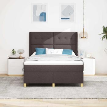 Boxspringbett mit LED-Lichtleisten Braun 160 x 200 cm Stoff