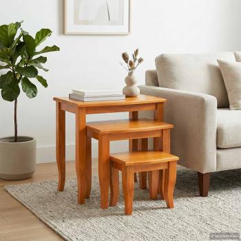 ARDEBO.de - Nestende Beistelltische 3 Stk. Natur 60 x 45 x 60,5 cm