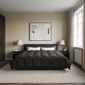 ARDEBO.de - Ganzjahresbettdecke 260 x 220 cm 4 Jahreszeiten Anthrazit