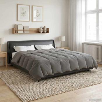 Ganzjahresbettdecke Gepolstert Hellgrau 200 x 200 cm Mikrofaser