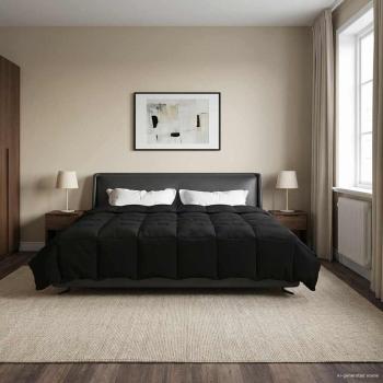 ARDEBO.de - Ganzjahresbettdecke 240 x 220 cm 4 Jahreszeiten Schwarz